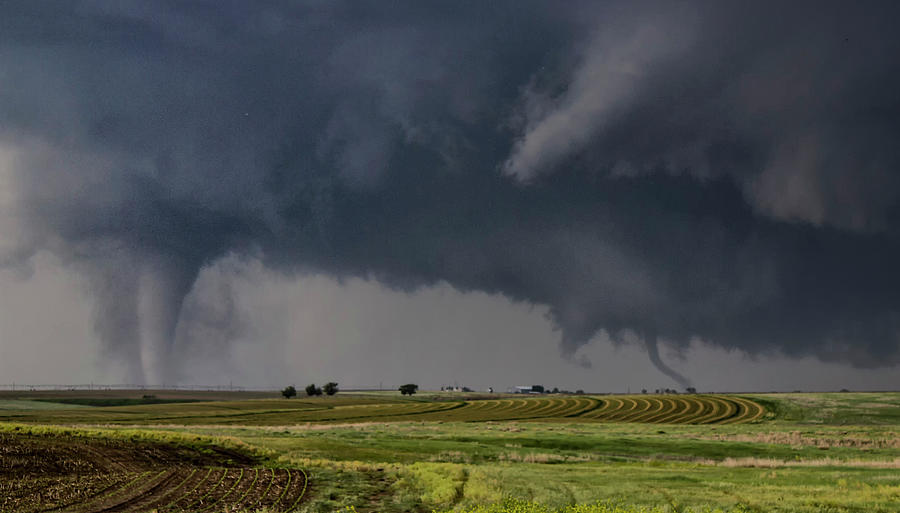 Twin Tornadoes On The Ground At The Same Time Over Farmland Digital Art ...