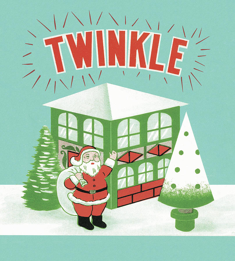 Christmas Drawing - Twinkle Santa by CSA Images