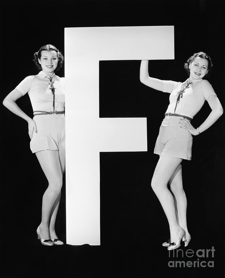 Big Photograph - Twins With Huge Letter F by Everett Collection Big Photograph - Twins With Huge Letter F by Everett Collection