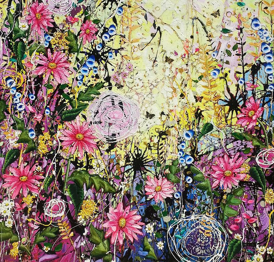 Twisted Daisies Painting by Angie Wright