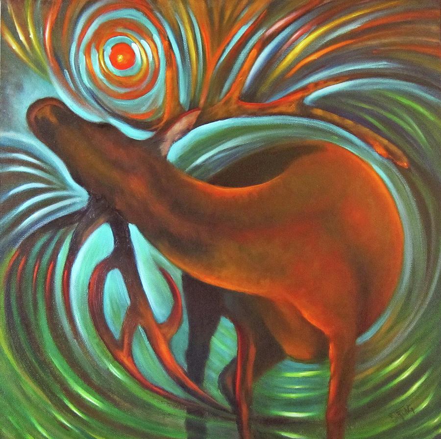 Twisted Elk Painting by Sherry Strong
