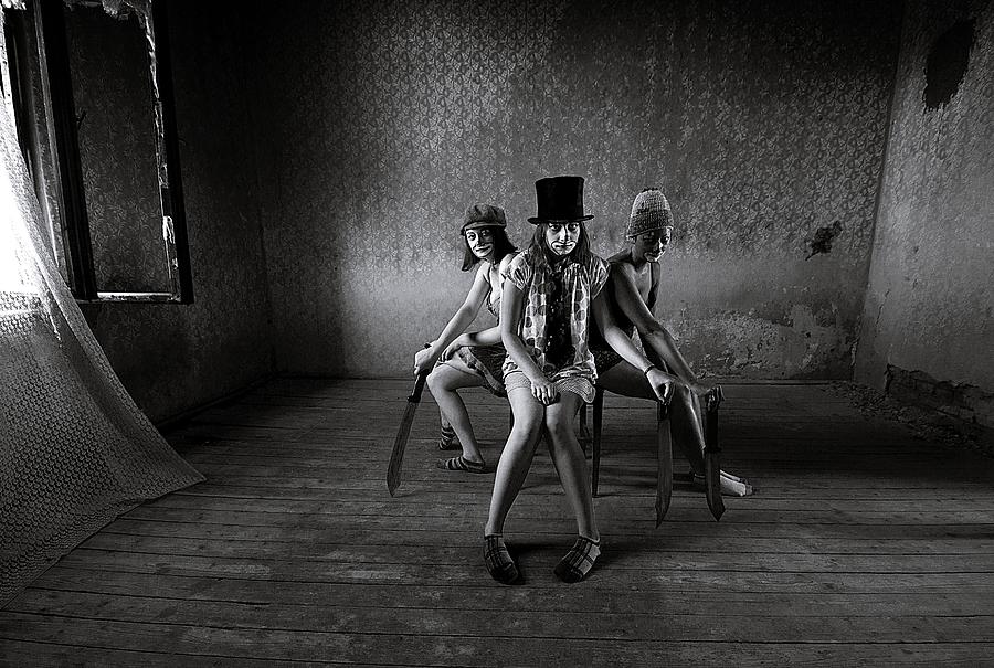 Clowns Photograph - Twisted Sisters by Mario Grobenski - Psychodaddy