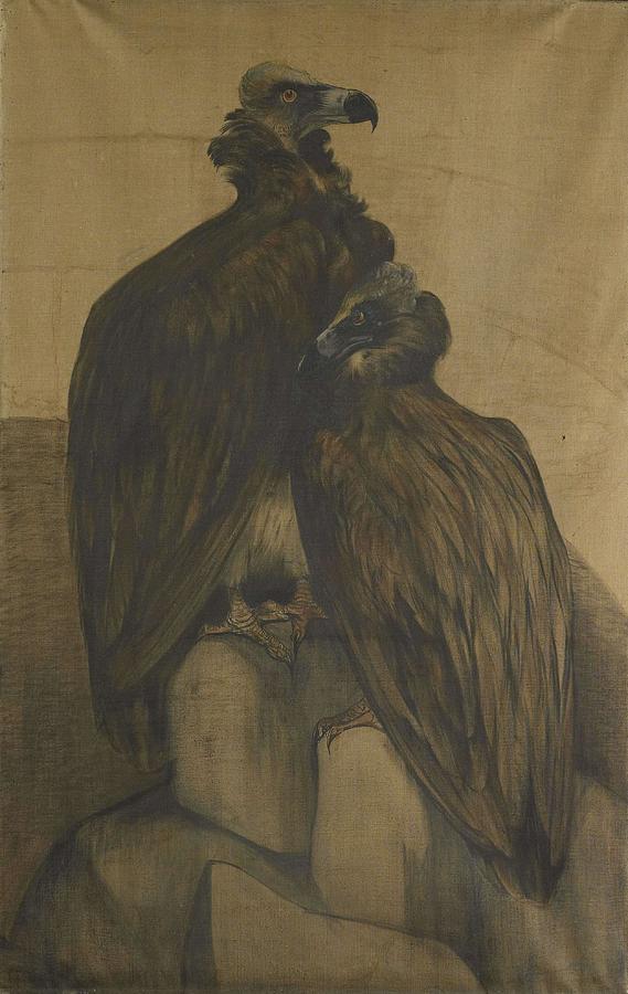 Two Arabian Vultures. Painting by Theo van Hoytema -1863-1917-