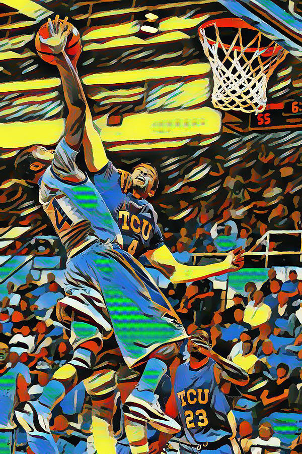 Two Basketball Players Painting by Jeelan Clark