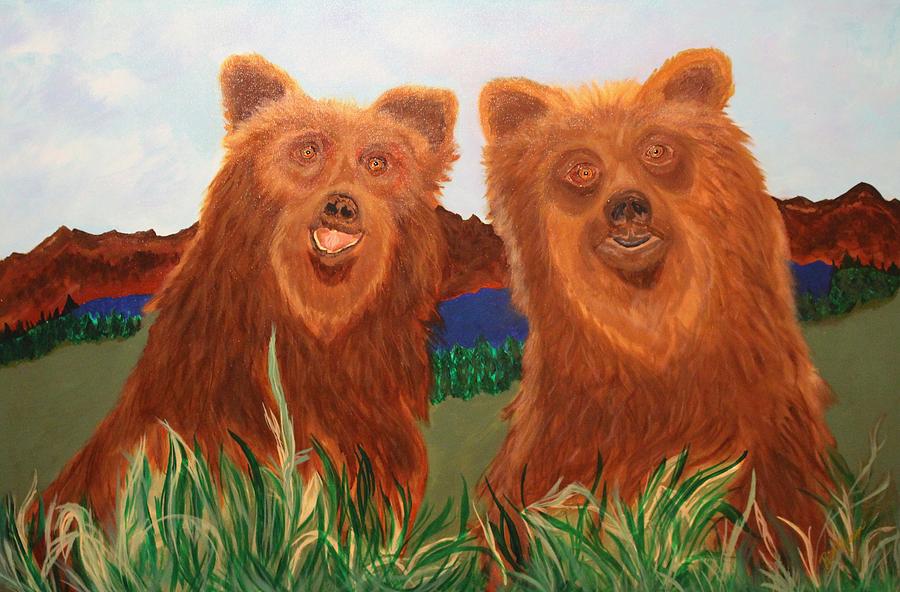 Two Bears in a Meadow Painting by Bill Manson