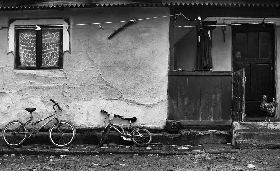 Chicken Photograph - Two Bicycles,a Boy And A Chicken by Julien Oncete
