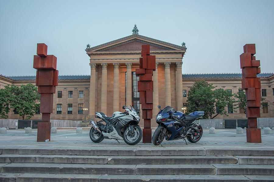 Two Bikes on top of the Rocky Steps Photograph by Bill Cannon