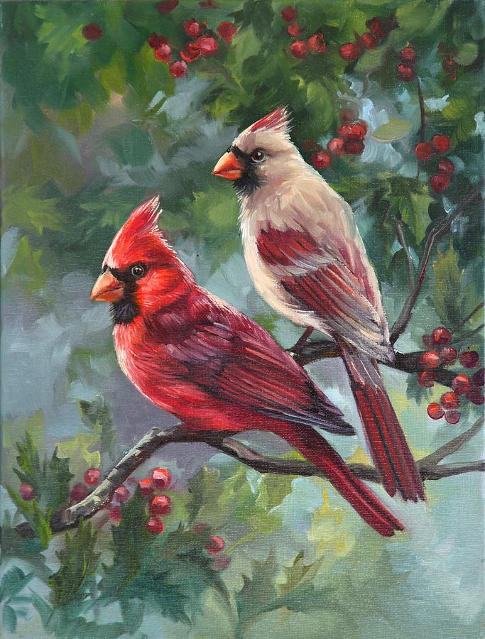 Bird Painting - Two Birds by Laurie Snow Hein