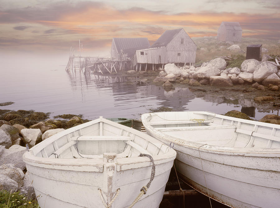 Boat Photograph - Two Boats At Sunrise, Nova Scotia ?11 by Monte Nagler