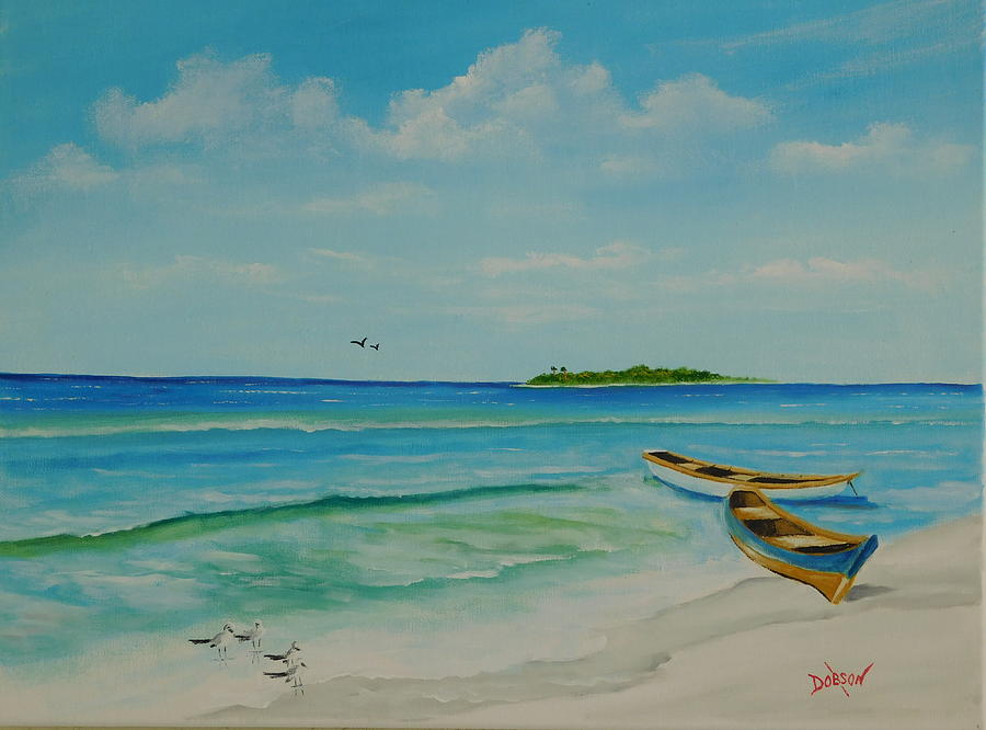 Boat Painting - Two Boats In Paradise by Lloyd Dobson