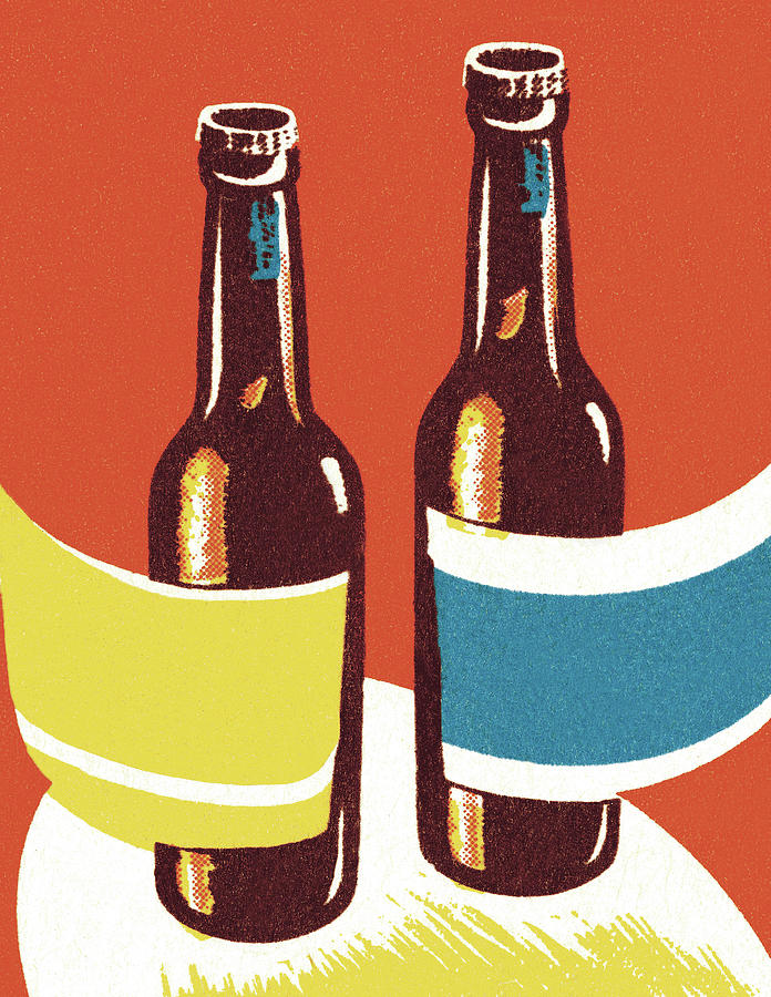 Beer Drawing - Two Bottles of Beer by CSA Images