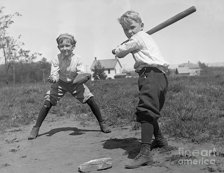 Two Boys Playing Baseball Bettmann 