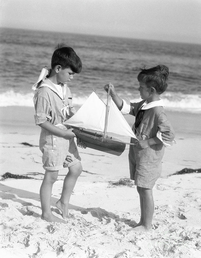 Two Boys Wearing Sailor Suits, Toy Photograph by H. Armstrong Roberts