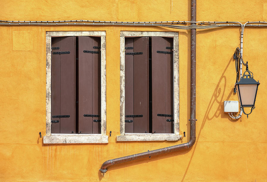 Two brown Windows of Venice Photograph by David Letts