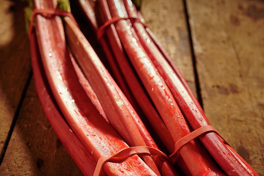 Two Bunches Of Rhubarb detail Photograph by Brian Yarvin