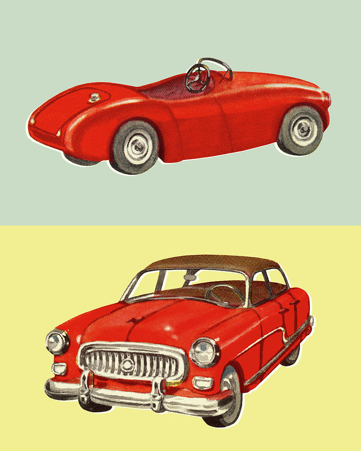 Transportation Drawing - Two Cars by CSA Images