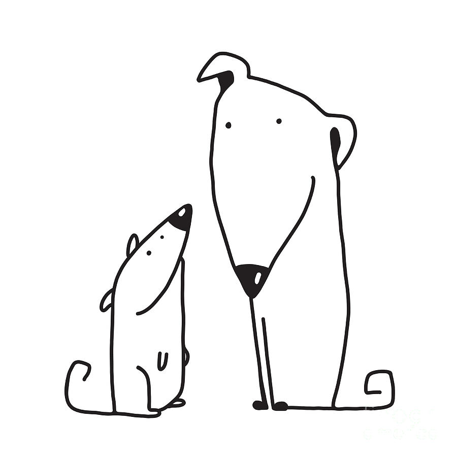 Small Digital Art - Two Cartoon Brown Dog Parent And Kid by Popmarleo Small Digital Art - Two Cartoon Brown Dog Parent And Kid by Popmarleo