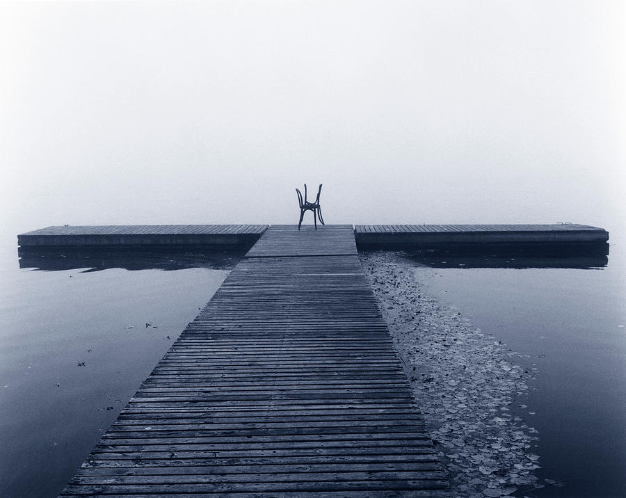 Two Chairs At The End Of A Quay On A Photograph by Gaetan Charbonneau