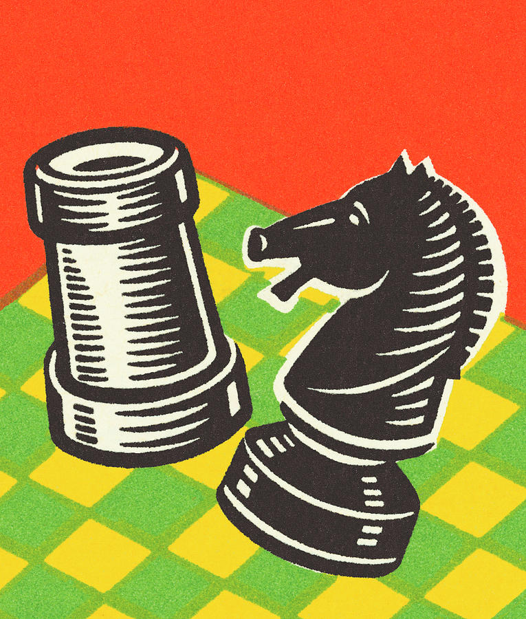 Chess Drawing - Two Chess Pieces by CSA Images