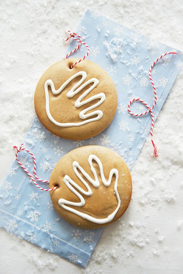 Two Childs Biscuits For Hanging Up christmassy Photograph by Veronika Studer