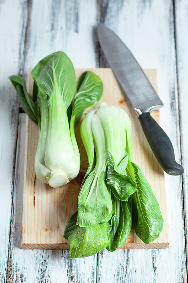 Two Chinese Cabbages, A Knife And A Photograph by Westend61