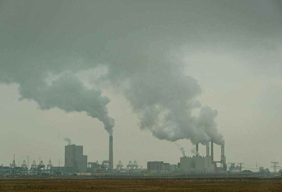 Sacking Digital Art - Two Coal Fired Power Stations At Maasvlakte, Rotterdam Harbour, Netherlands by Mischa Keijser