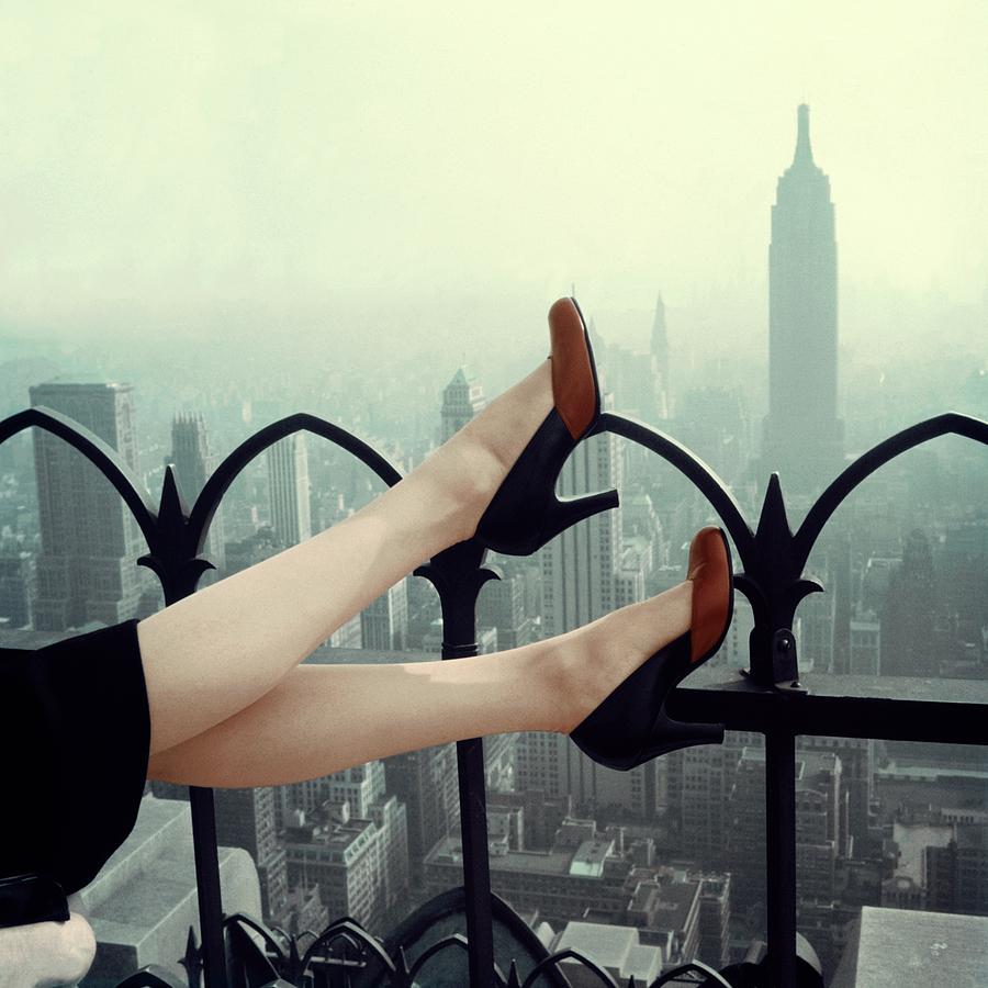 Two-Color Pumps Beside the New York City Skyline  Photograph by Edward Kasper