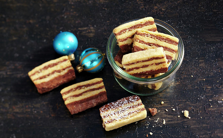 Two-coloured Peanut Slices For Christmas Photograph by Teubner Foodfoto