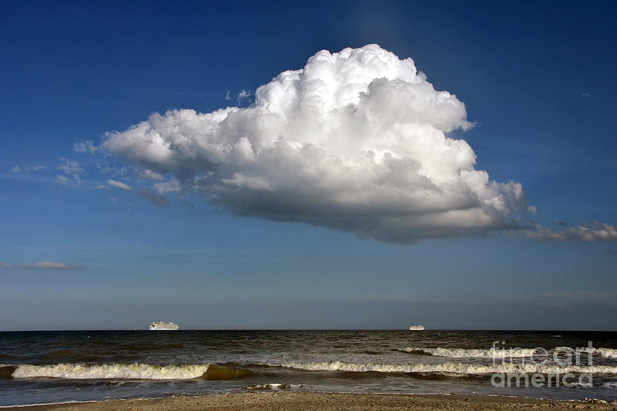 Two Cruise Ships Under Huge Cloud Photograph