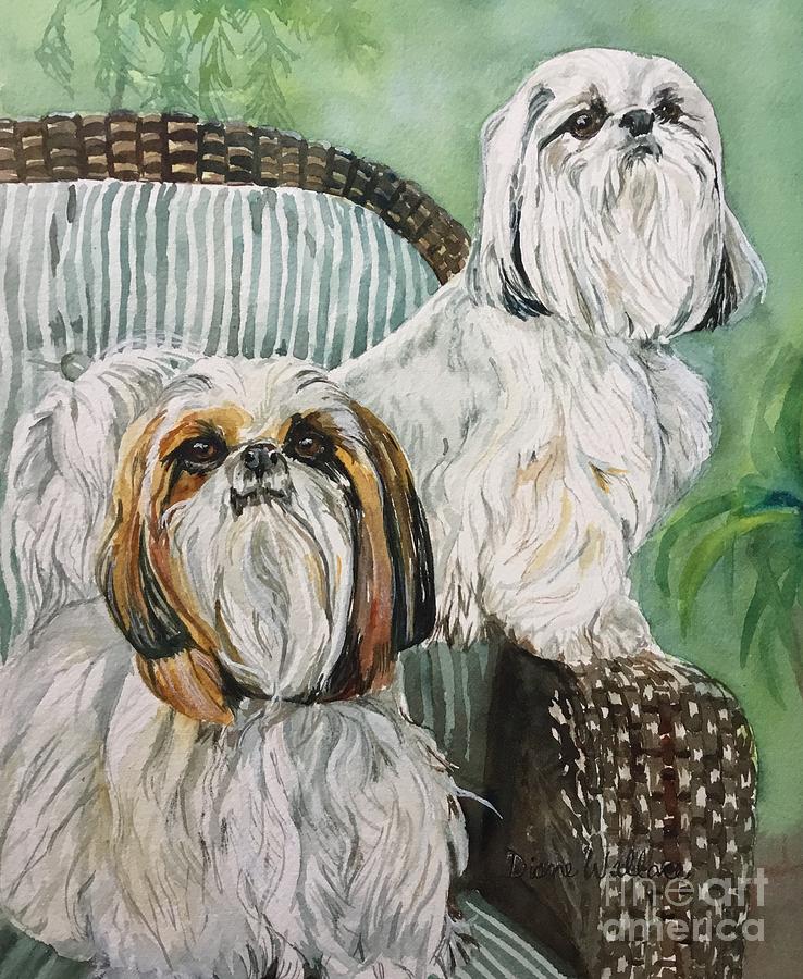 Two Cuties on a Chair Painting by Diane Wallace