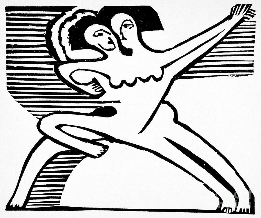 Black And White Painting - Two dancers, 1932 by Ernst Ludwig Kirchner