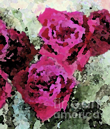 Two Deep Pink Roses Together Painting by Corinne Carroll