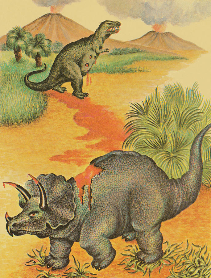Prehistoric Drawing - Two Dinosaurs by CSA Images
