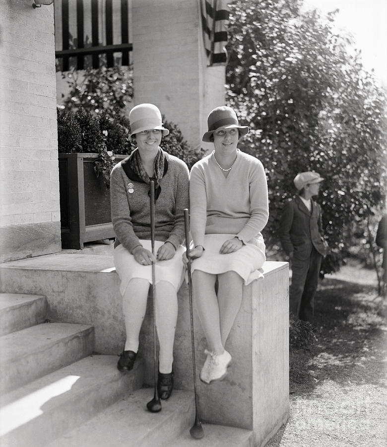 Two Female Golf Players On Porch, 1928 Photograph by Bettmann