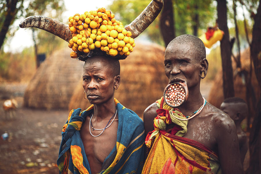 Two females of Mursi tribe, Omo Valley, Ethiopia Photograph by Eduardo  Huelin
