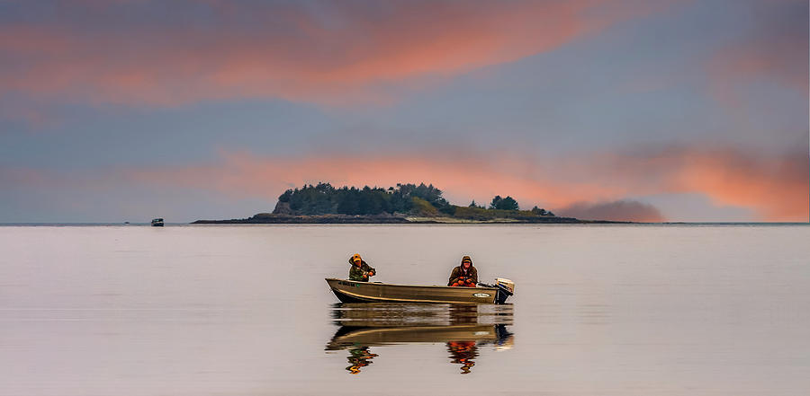 Two Fisherman on Foggy Alaska Waterway Photograph by Darryl Brooks