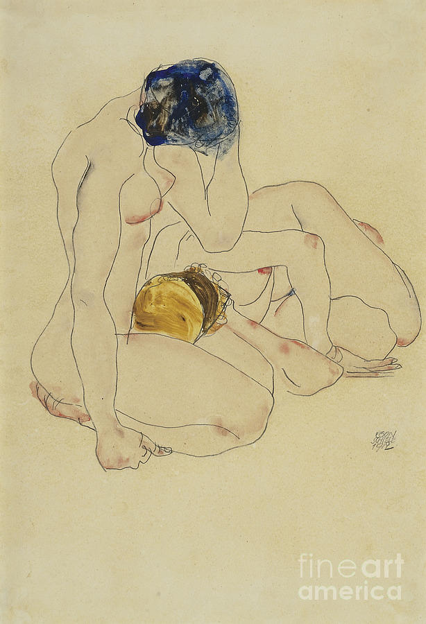 Gouache Drawing - Two Friends, 1912 by Heritage Images