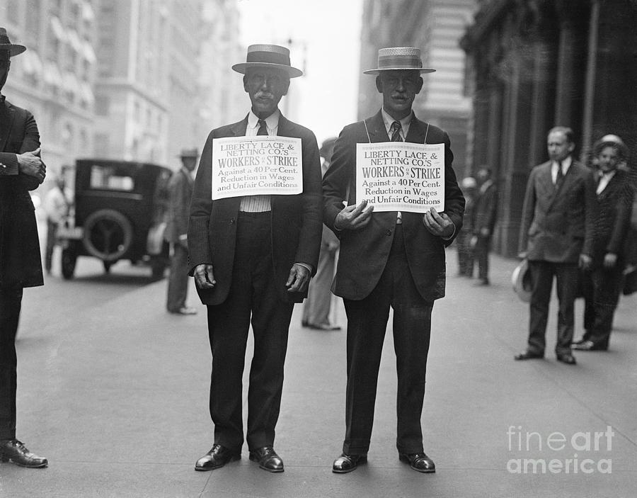 Two Garment Workers Stand With Picket Photograph by Bettmann