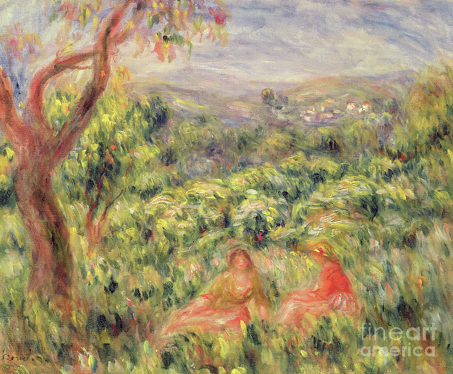 Two Girls Among Bushes, 1916 Painting by Pierre Auguste Renoir