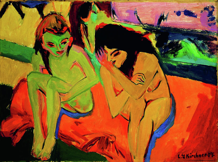 Ernst Ludwig Kirchner Painting - Two Girls, Naked Girls Talking - Digital Remastered Edition by Ernst Ludwig Kirchner