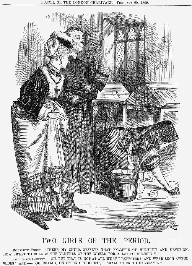 Two Girls Of The Period, 1869. Artist Drawing by Print Collector