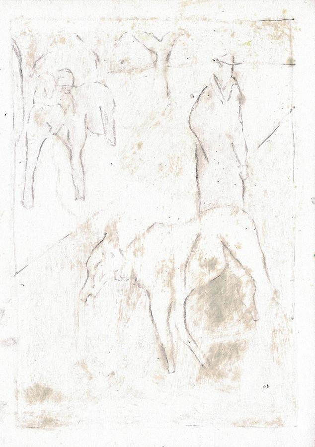 Two Goats 8 Drawing by Edgeworth Johnstone