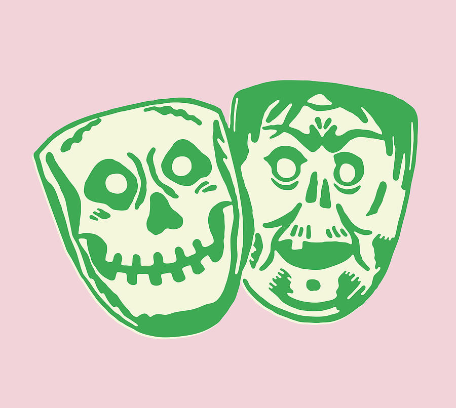 Halloween Drawing - Two Halloween Masks by CSA Images