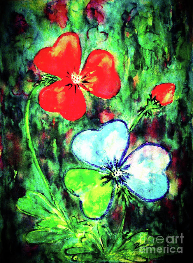 Heart Flowers #2 Painting by Hazel Holland