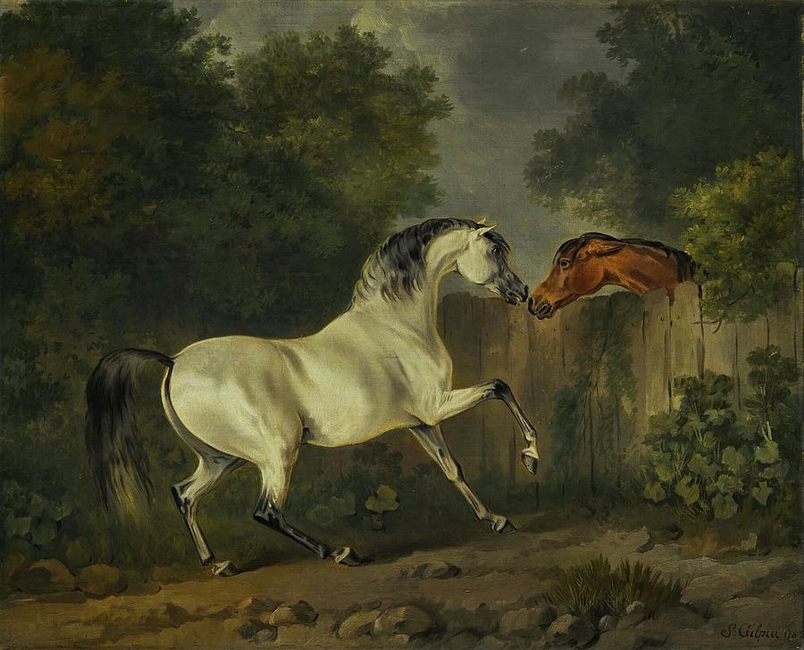 Horse Painting - Two Horses By A Fence by Sawrey Gilpin