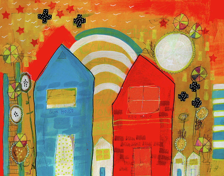Two Houses Painting by Tonya Doughty