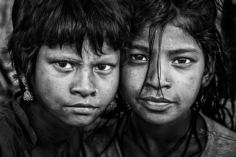 Two Indian Girls At The Kumbh Mela In Prayagraj - India Photograph by ...