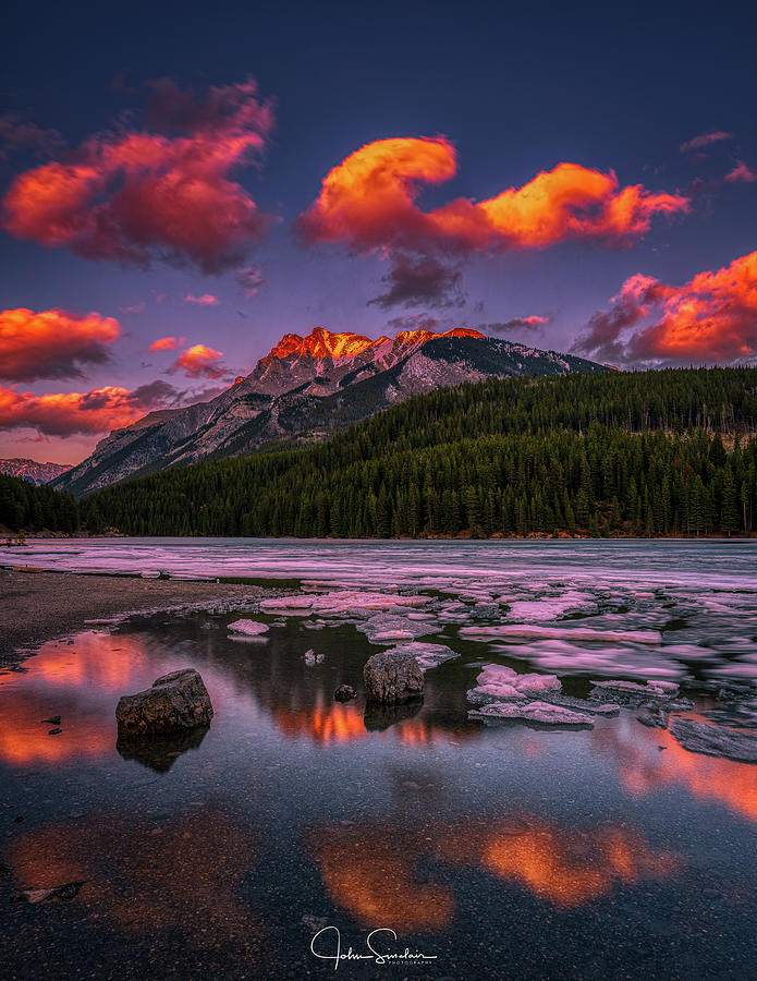 Two Jack Lake Sunset Photograph by John Sinclair - Fine Art America