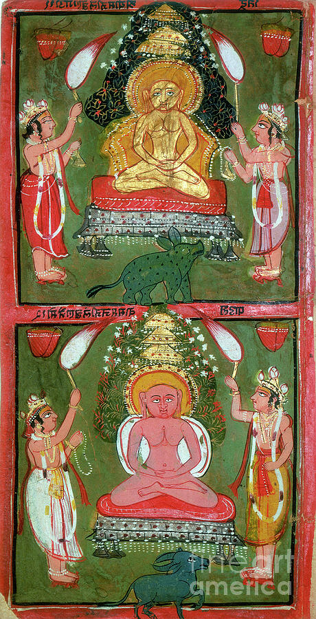 Two Jain Tirthankaras Or Jina Drawing by Print Collector