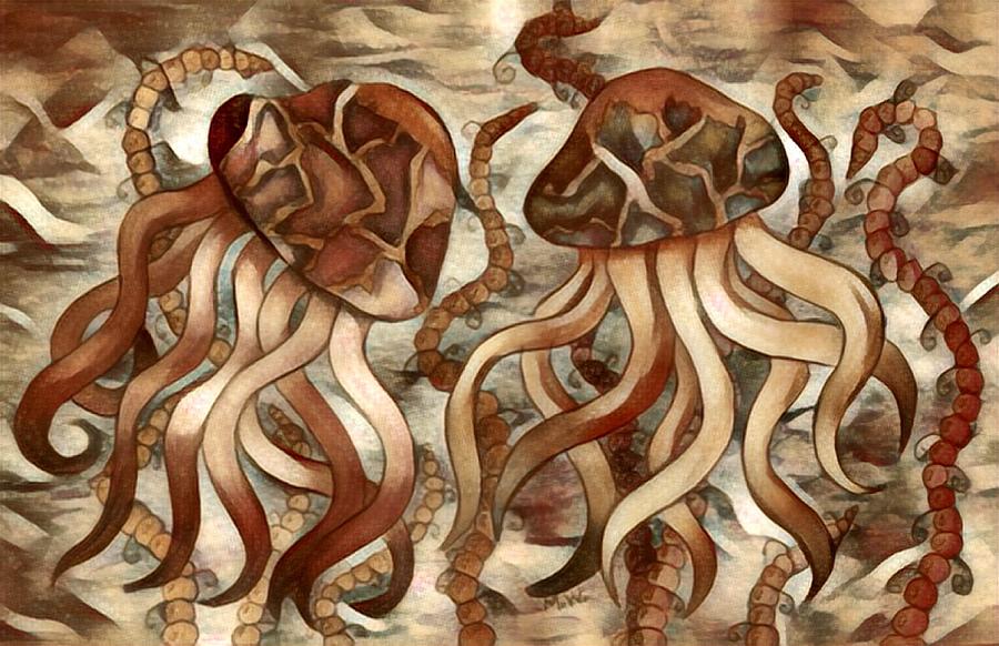 Two Jellies in brown Digital Art by Megan Walsh